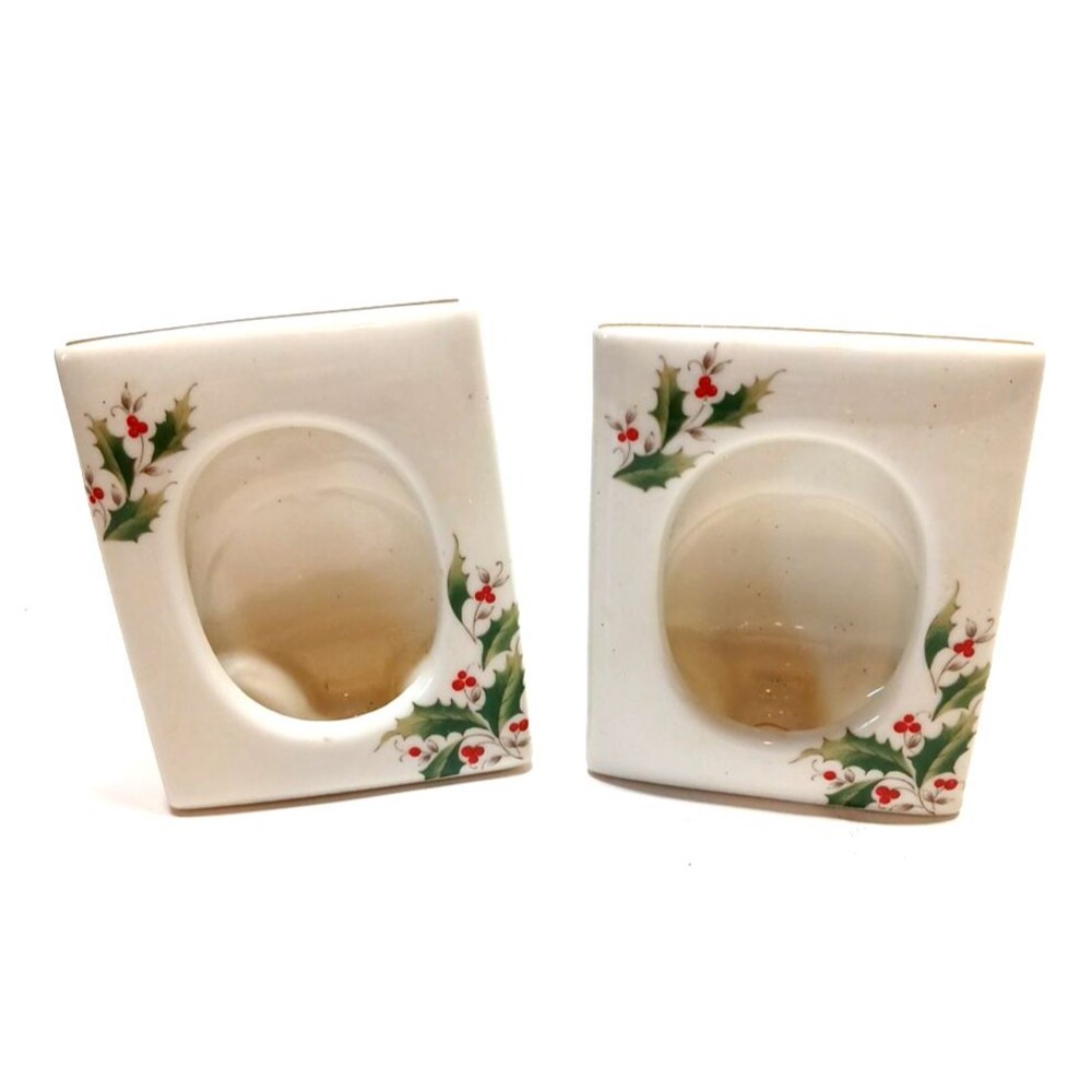 Pair Of Porcelain Holly Berry Picture Frames 4 X 3 Inches Country French Cottage
